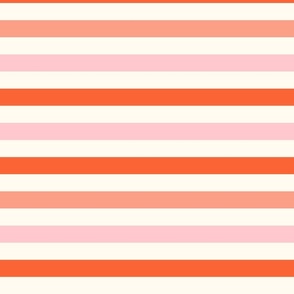 Horizontal (landscape) Stripes-Pink, Peach, Red