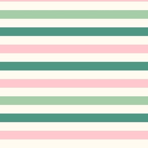 Horizontal (landscape) Stripes-Pink,Light Green, Green, Dark Green 