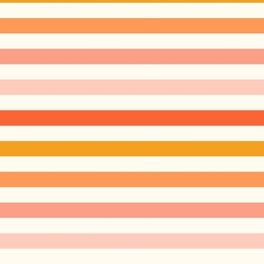 Horizontal (landscape) Stripes-Pink, Peach, Yellow, Red