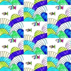 Little Fish - hand drawn fish and ocean art design pattern for kids