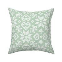 cross stitch -  green & white