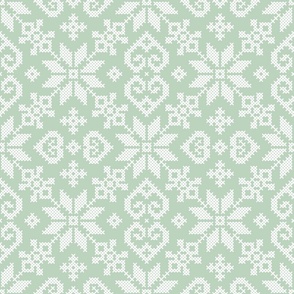 cross stitch -  green & white