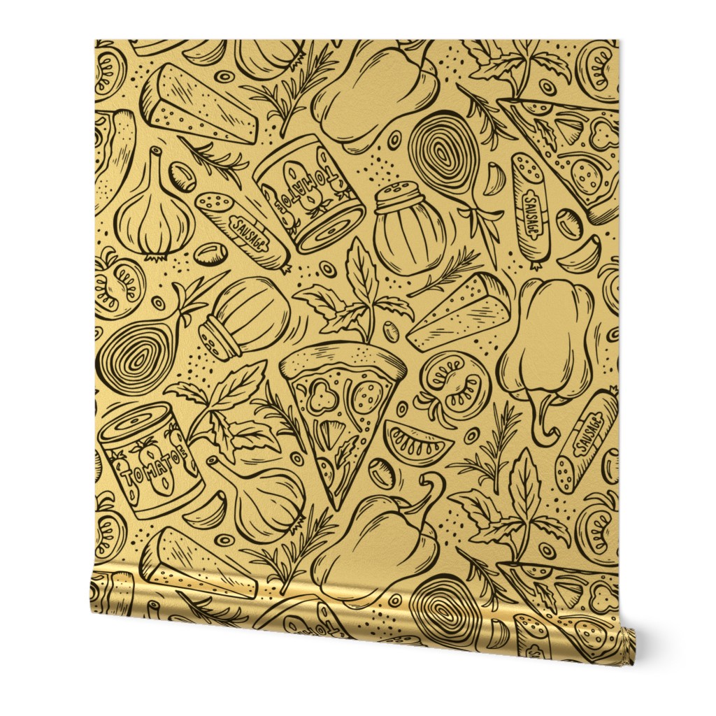 Pizza Night - Coloring Book Black & White Large Scale