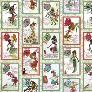 Zodiac Vintage Valentine | Red Green Pattern