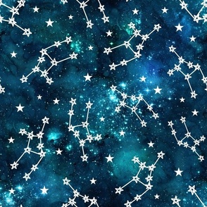 Large Scale Virgo Constellations on Teal Galaxy