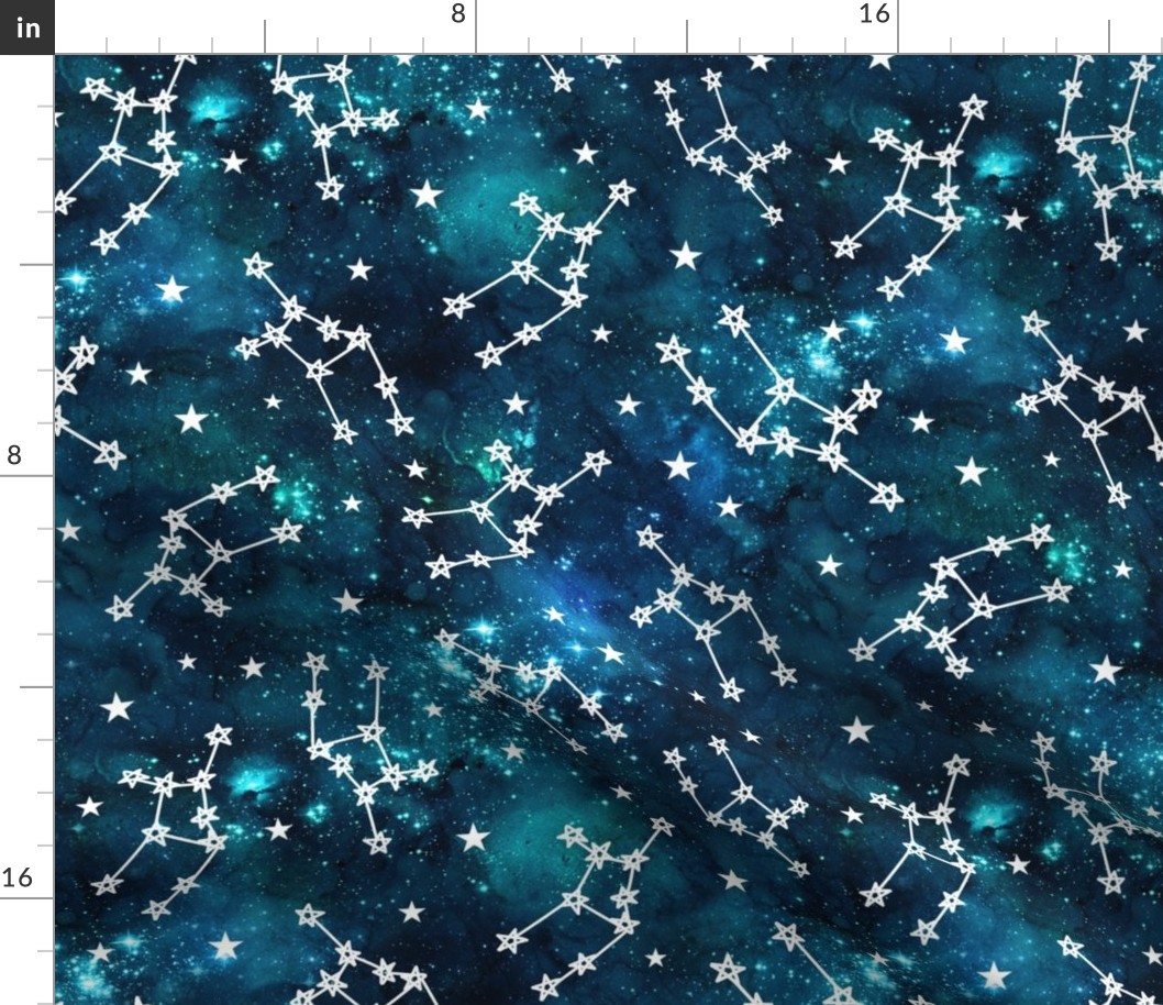 Large Scale Virgo Constellations on Teal Galaxy