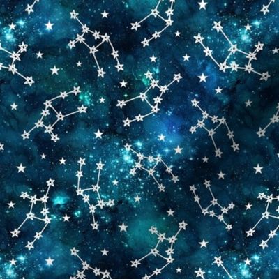 Medium Scale Virgo Constellations on Teal Galaxy