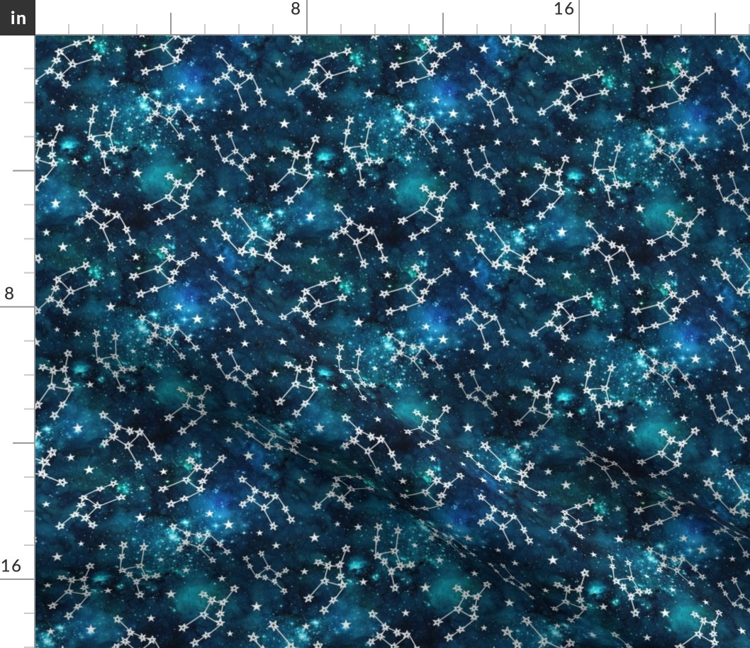 Medium Scale Virgo Constellations on Teal Galaxy