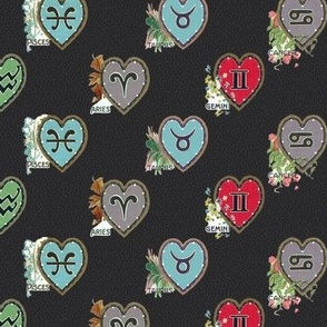 Hearts | Charcoal Grey - Zodiac Vintage Valentine Coordinate