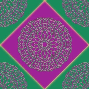 Green and Magenta Mandala Tiles