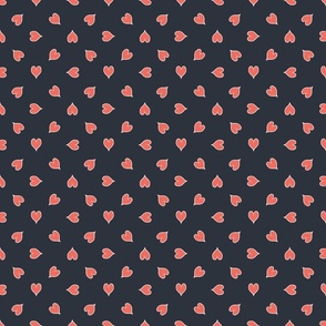 Pink Hearts of Solid Navy Blue Background