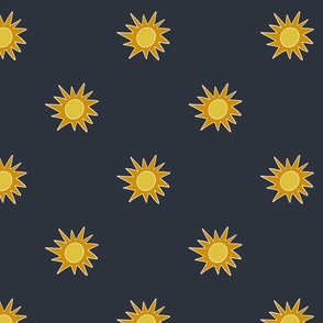 Spring Sun on Solid Navy Blue Background