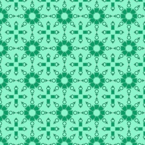 Carol's Geometric Flowers - on Dark Green