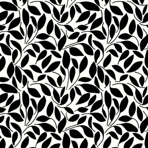Black and White Leaves on White Background