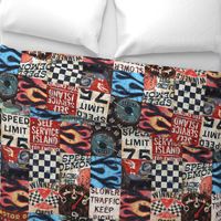 Speedway Race Car Racing Automobile Cheater Quilt Wholecloth 6x6"