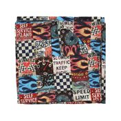 Speedway Race Car Racing Automobile Cheater Quilt Wholecloth 6x6"