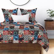 Speedway Race Car Racing Automobile Cheater Quilt Wholecloth 6x6"