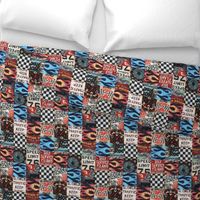 Speedway Race Car Racing Automobile Cheater Quilt Wholecloth 3x3"