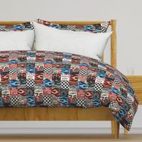 Speedway Race Car Racing Automobile Cheater Quilt Wholecloth 3x3"