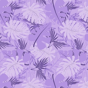 Boho or Jungalo Modern maximalist Layered purple jungle leaves ( palm and banana )