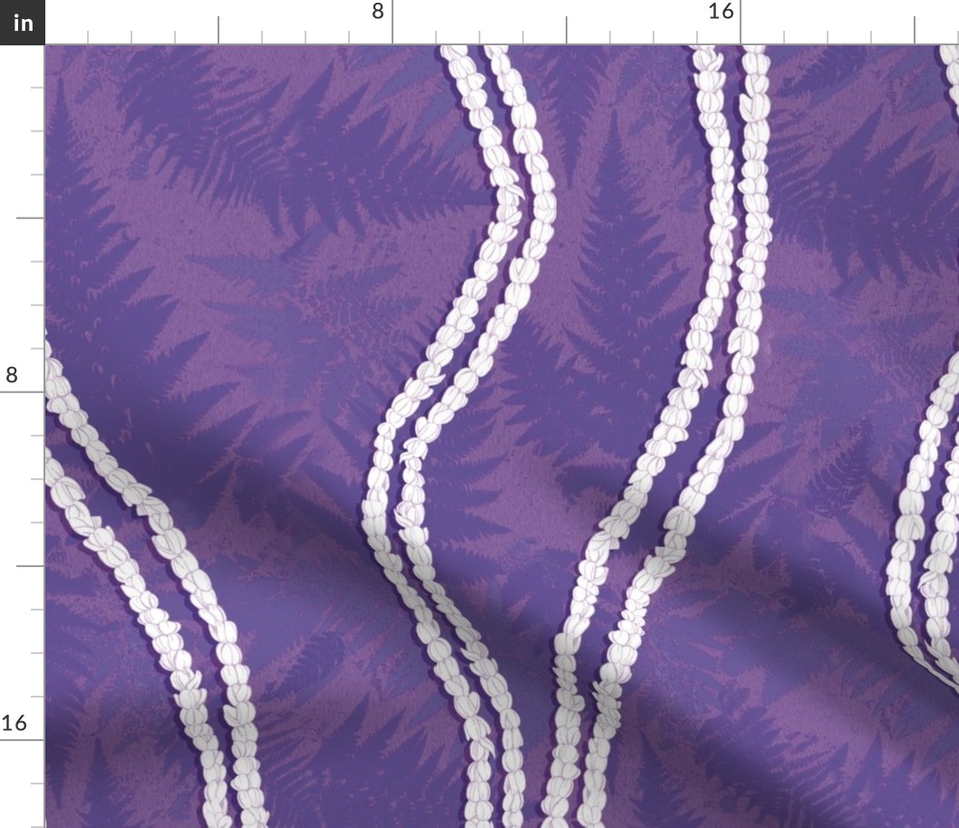 New Pikake Lei with Fern-pink violet half drop