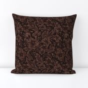 Leather, rich dark brown carved tooled Small