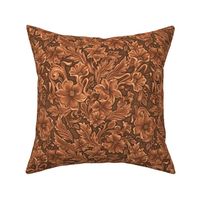 Leather, rich traditional honey brown carved tooled Small scale