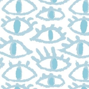 Blue Turquoise Eye Pattern on White Background