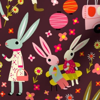 Bunny summer ice cream meadow // medium // dark