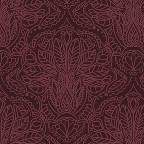 burgundy oriental Henna Tattoo pattern - medium scale