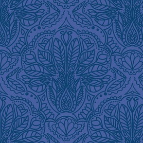 blue oriental Henna Tattoo pattern - medium scale