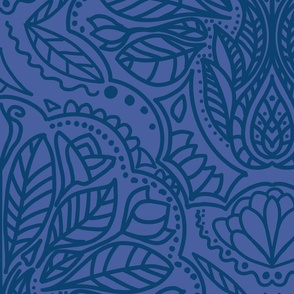 blue oriental Henna Tattoo pattern - large scale