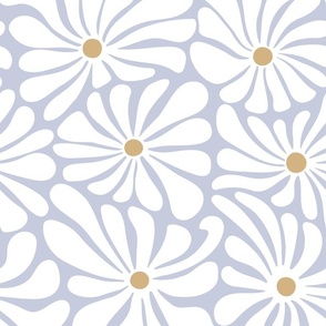 Retro Daisies - Dusty Blue