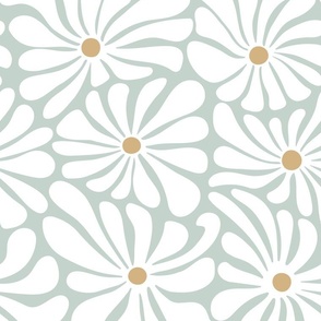 Retro Daisies  - Sage Green