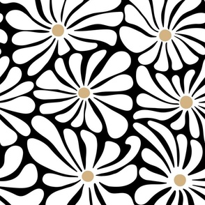 Retro Daisies - Black