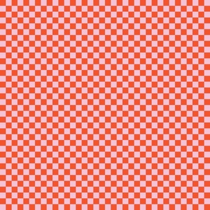 Checkerboard Pink and Flame Red, Small Scale