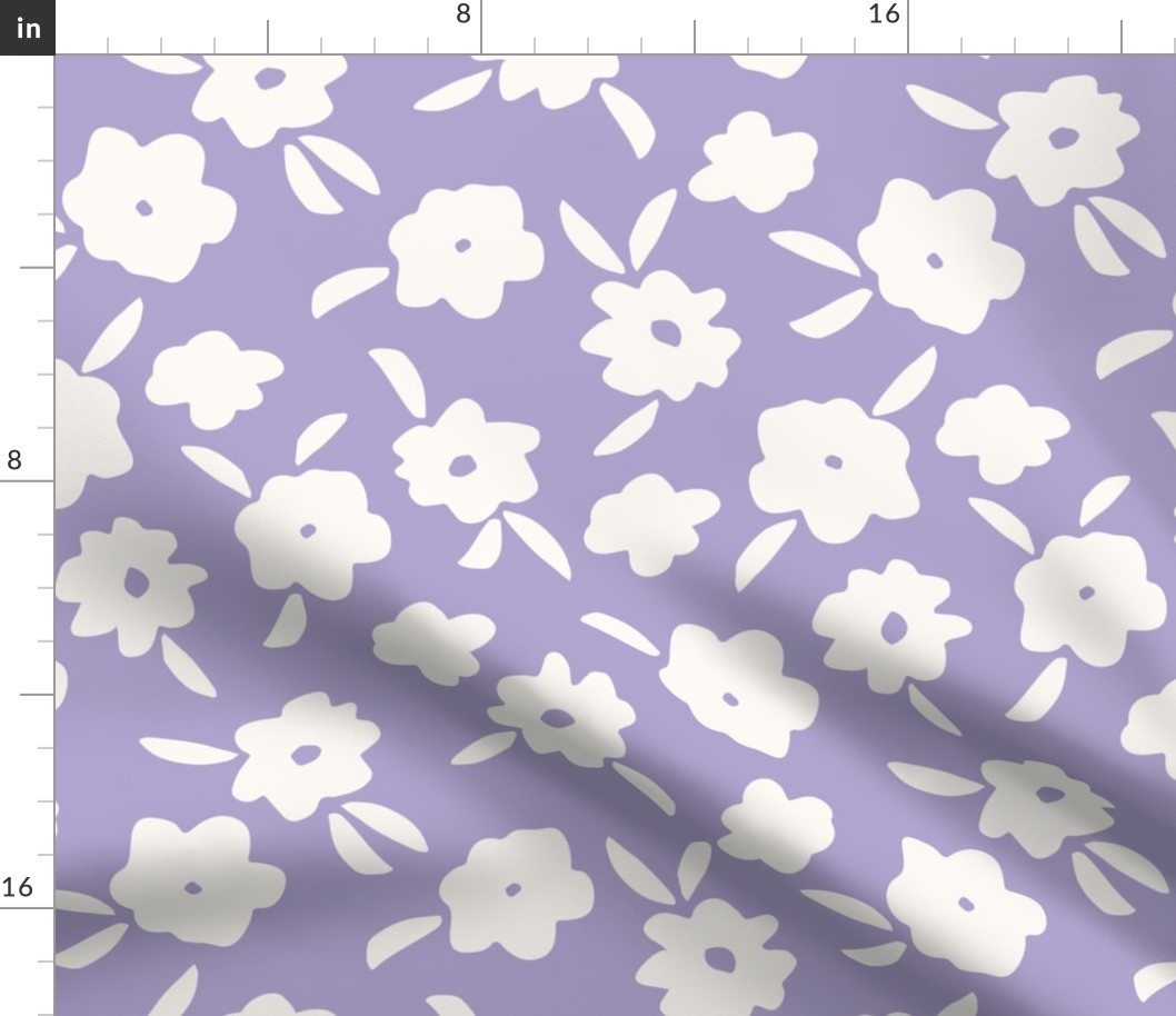 Lavender Ditsy Flowers, Large Scale, Modern Ditsy Floral, Sweet Tre