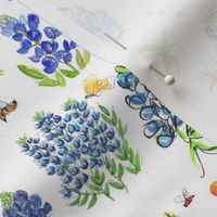 Texas Bluebonnet Paint Brush Flower Monarch Butterfly, Honey Bee, Yellow Butterfly, 