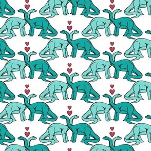 Brontosaurus Love Small - White Teal