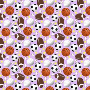 sports balls on purple