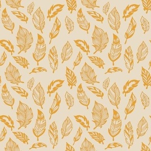 orange leaf pattern on a beige background seamless pattern