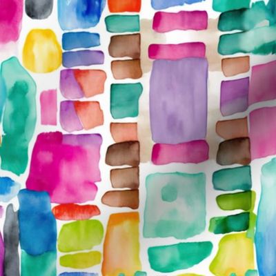 Loose Watercolor Multicolor Pattern Smaller Scale