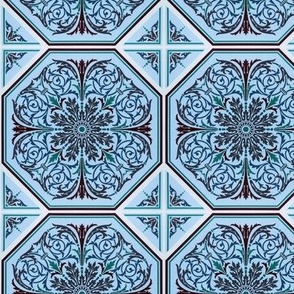 1892 Renaissance Tile Pattern I by Audsley - in Cobalt and Rosewood