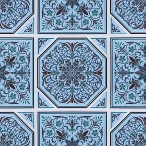 1892 Renaissance Tile Pattern II by Audsley - in Blue and Rosewood