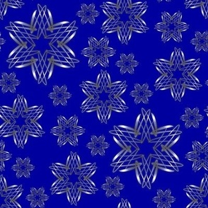 Silver Snowflakes on Blue