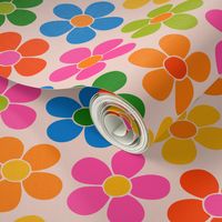 Retro Rainbow Flower Power (Medium Scale) - 13" repeat