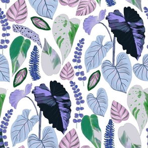 Botanical Leaves pattern Blue and White M