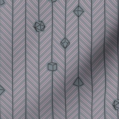 Polyhedral Pinstripe Gray and pink