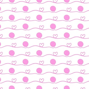 pink yarn  ball and hearts