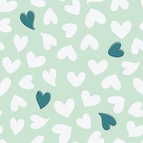 (M Scale) Hand Drawn Hearts in Mint